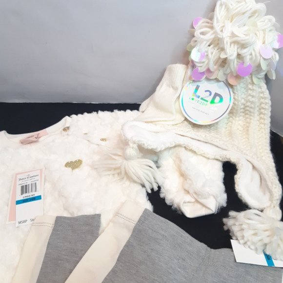 Juicy Couture 24 MONTHS Cozy Legging & Sweater Set + Hat and Gloves Set NWT - Picture 14 of 16